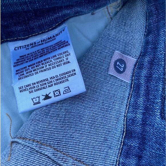 New Citizens of Humanity Karmen Splattered Shredded Ripped Pencil Jean Skirt 27 - Picture 12 of 15